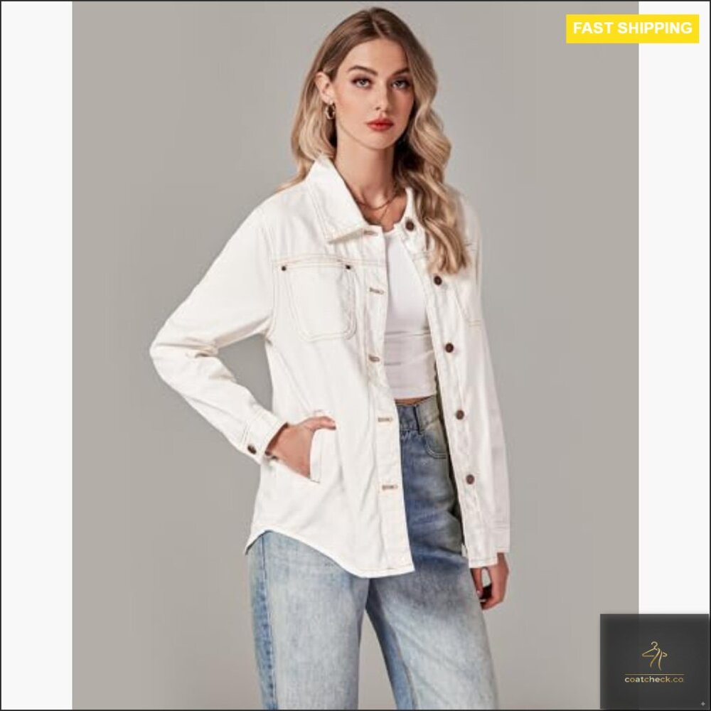 Denim Jacket Button Down Shacket Western Work Jac… - image 3